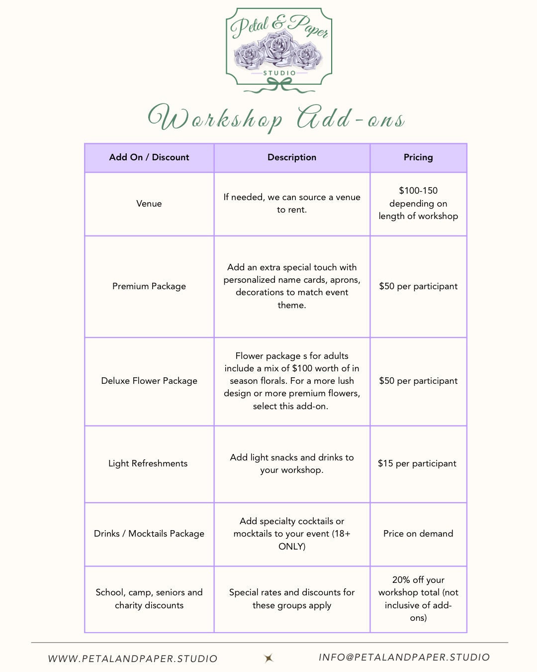 Private Flower Workshop (Adults)