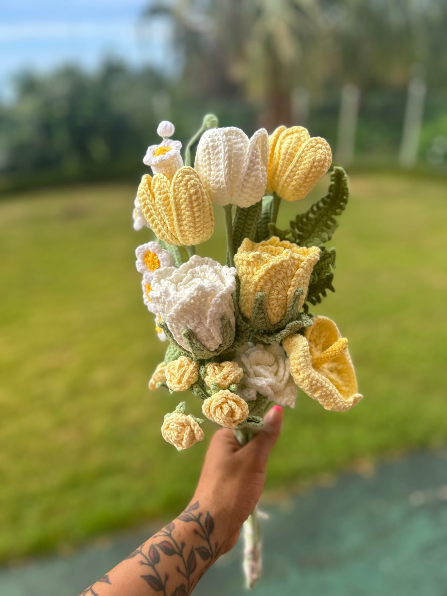Crochet Rose & Tulip Bouquet
