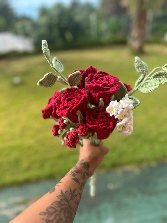 Crochet Red Rose Boquet 🌹