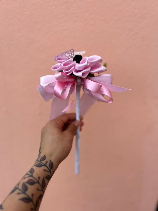Satin Flower Fairy Wand